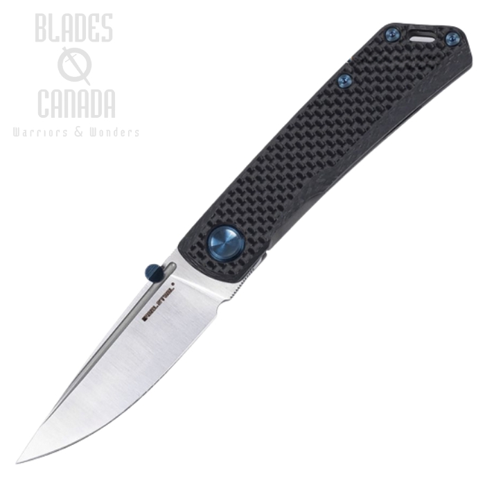 Real Steel Luna Boost Flipper Framelock Knife, N690 Satin, Carbon Fiber/Titanium, 7076